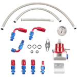 Universal Red Adjustable Fuel Pressure Regulator Kit Oil 0-100psi Gauge -6AN - Billede 5