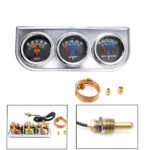 Mechanical 2'' 52mm Chrome Triple Gauge Set Water Temp Oil Pressure AMP Meter - Billede 3