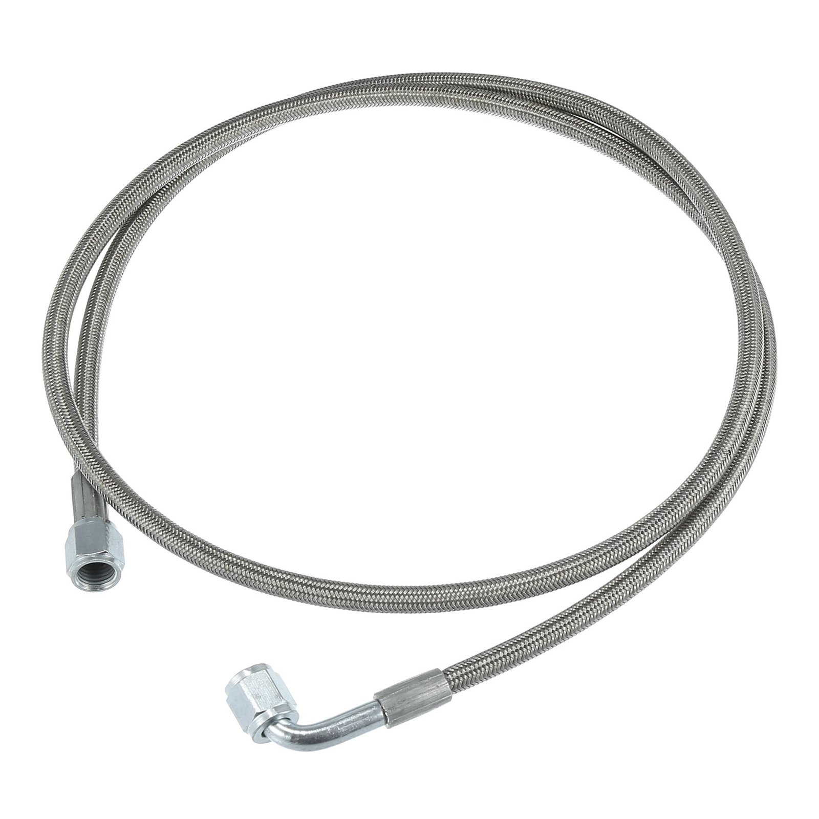 1_eb39caa7-2ec9-411d-8a2f-869532444e4f Turbo Oil Feed Line 48" Steel Braided 4AN 90 Degree Straight Hose - Billede 1