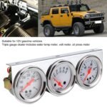 2'' 52mm Mechanical Chrome Triple Gauge Set Water Temp Oil Pressure Volt Meter - Billede 6
