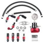 Universal Red Adjustable Fuel Pressure Regulator Kit Oil 0-100psi Gauge -6AN - Billede 6