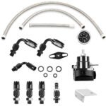 Universal Red Adjustable Fuel Pressure Regulator Kit Oil 0-100psi Gauge -6AN - Billede 2