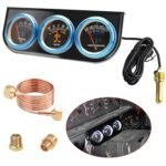 Mechanical 2'' 52mm Chrome Triple Gauge Set Water Temp Oil Pressure AMP Meter - Billede 2