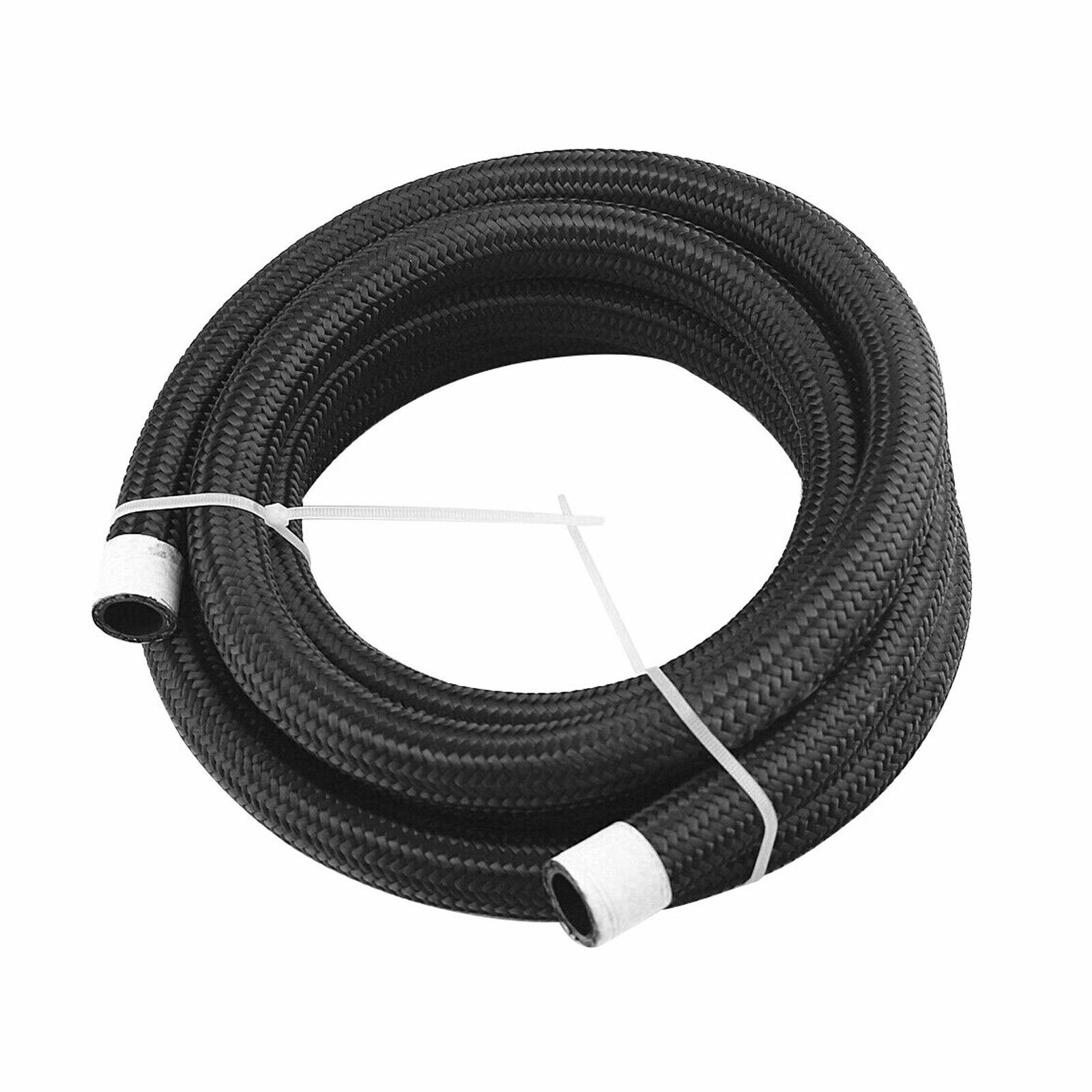 s-l1600_1_50612708-7951-4ac1-a597-234b4934f341 Black Fuel Hose Oil Gas Line AN4-AN6-AN8-AN10-AN12 Nylon/Stainless Steel Braided - Billede 1