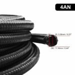 Black Fuel Hose Oil Gas Line AN4-AN6-AN8-AN10-AN12 Nylon/Stainless Steel Braided - Billede 3