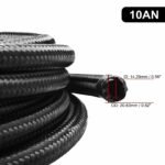 Black Fuel Hose Oil Gas Line AN4-AN6-AN8-AN10-AN12 Nylon/Stainless Steel Braided - Billede 6