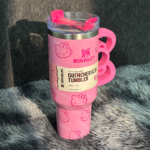 40oz Pink Bow-shaped handle Kitty Tumbler - Сурет 5
