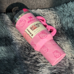 40oz Pink Bow-shaped handle Kitty Tumbler - Сурет 6